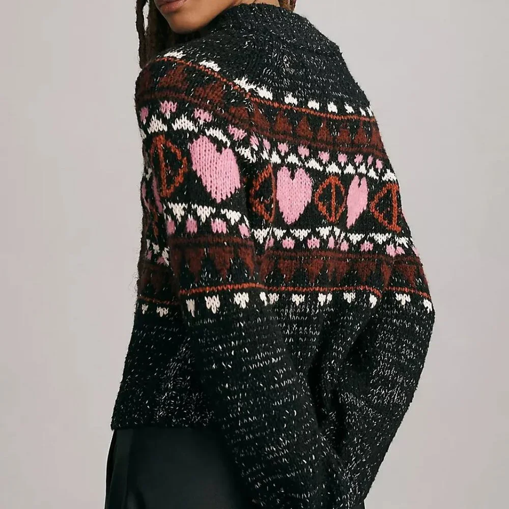 Pilcro Peace Love Icon Zip-Up Cardigan Sweater - Picture 2 of 16